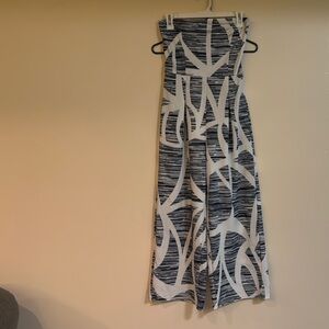 Navy and White Patterned strapless jumpsuit